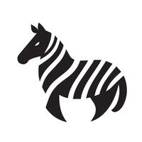 A stylized, black and white silhouette of a zebra head set within a circle. vector