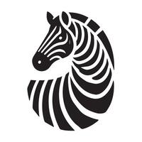 A bold, graphic silhouette of a zebra. vector