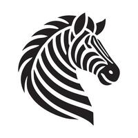 A stylized, black and white graphic of a zebra's head. vector