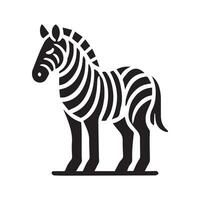 graphic black and white illustration of a zebra head, set within a circular frame. vector