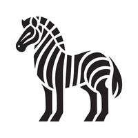 black and white silhouette of a zebra against a white background. vector