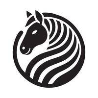 A striking, stylized silhouette of a zebra head. vector