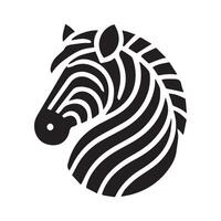 A stylized, black and white silhouette of a zebra against a white background. vector
