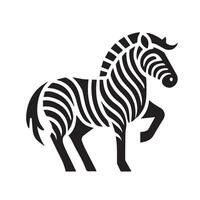 A bold, graphic black and white illustration of a zebra head, set within a circular frame. vector