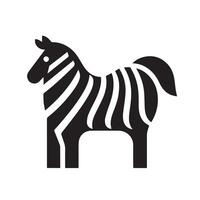 A bold, black and white graphic illustration of a zebra's head and neck in profile view. vector