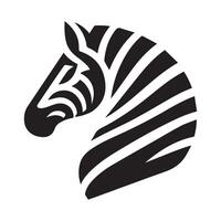black and white stylized graphic of a zebra's head and shoulders. vector
