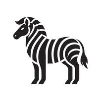A striking black and white stylized graphic of a zebra's head and shoulders. vector