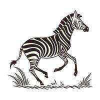 A bold, stylized silhouette of a zebra in profile view. vector