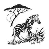 Stylized Zebra Running Through Grass vector