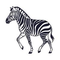 A striking, side-view silhouette of a zebra. vector