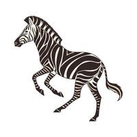 A striking, stylized silhouette of a zebra in a dynamic running pose. vector