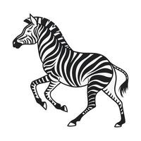 black and white silhouette of a zebra in motion. vector
