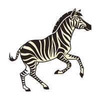 elegant black and white illustration of a zebra in a walking pose. vector