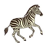 A bold, black and white silhouette of a zebra in a walking pose. vector
