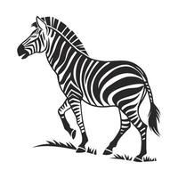 A striking, stylized silhouette of a zebra in profile view. vector