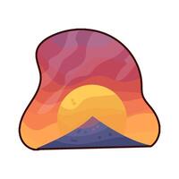 sunrise behind the mountain vector