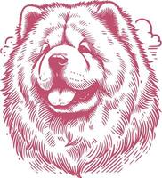 Classic Chow Chow Dog Head Illustration - Engraving Style Vintage Animal Artwork vector