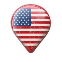 3d icon Location pin navigation marking usa american flag geolocation isolated on transparent symbolizes representing nationwide and travel journey png