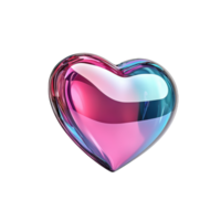 Glossy 3d pink blue heart holographic symbolizing romantic feelings, conveying love and affection against transparent background, ideal for valentine's themed design png