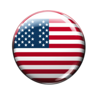 3d icon American flag glossy round badge transparent background, symbolizing national pride for digital graphics and patriotic design elements png