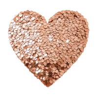 brillante 3d dorado lentejuelas formando un corazón forma, Perfecto para San Valentín día o romántico beige amor proyectos separar aislado en un transparente antecedentes png