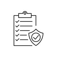 insurance icon, coverage policy linear sign on white background - editable stroke illustration eps10 vector