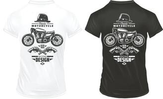 Vintage retro design prints template with inscriptions classic motorcycle gentleman hat crossed pistols on shirts isolated vector