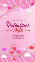 3D Valentines Day design with romantic decorations, including a heart with wings, ideal for flyers and love themed projects. vector