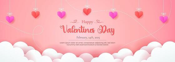 Design for Valentines with papercut clouds and romantic details. vector