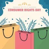 World Consumer Rights Day Poster. Various kind of shopping bags vector