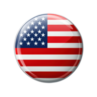 3d icon American flag glossy round badge, transparent background, symbolizing national pride for digital graphics patriotic design elements png