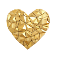 Metallic 3d geometric heart shimmering against transparent backdrop, symbolizing romantic love valentine day connection through elegant polygonal pattern design png