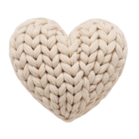 beige knitted valentine cozy heart displaying intricate braiding, handcrafted with soft yarn against transparent backdrop for romantic themes png