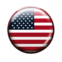 3d icon American flag glossy round badge, transparent background, symbolizing national pride digital graphics patriotic design elements png
