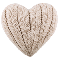 Delicate beige knitted valentine cozy heart displaying intricate braiding, handcrafted with soft yarn against cutout transparent backdrop for romantic themes png