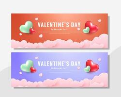 Valentine's Day decoration orange and blue for web banner, copy space, invitation for card, two variant color background. vector