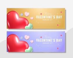 Valentine's Day decoration for web banner, copy space, invitation for card, two variant color background. vector