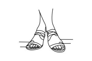 Minimalist Line Art Footprint illustration continuous single line art drawing of outline vector