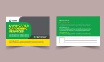 Lawn Mower Garden or Landscaping Service Postcard Template. Eddm Postcard Design, Event Card Design, Direct Mail Template vector