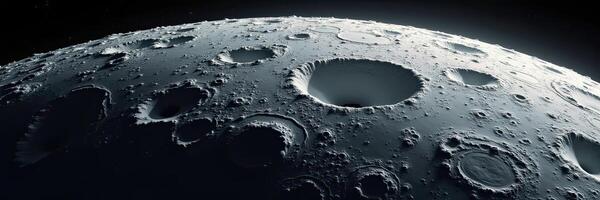 Detailed Close-up of the Moon,s Cratered Surface Against a Black Cosmic Backdrop photo