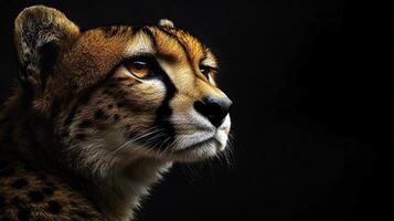 Portrait of a cheetah with focused expression on face photo