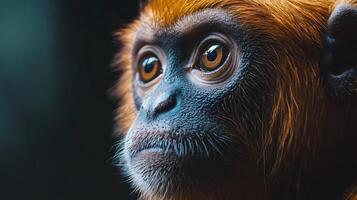Golden monkey profile highlighting its vibrant fur. photo