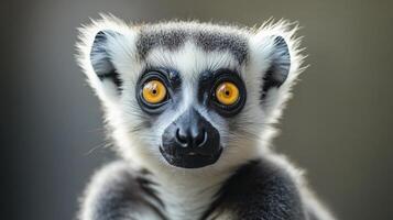 Lemur showing curiosity while posing strikingly. photo