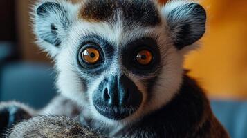 Curious lemur with a distinctive ring-tailed pattern photo