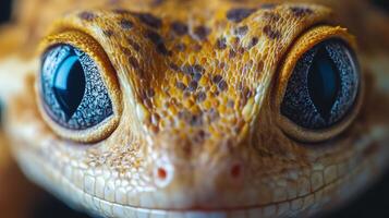 Close-up of a gecko with detailed eye texture. photo