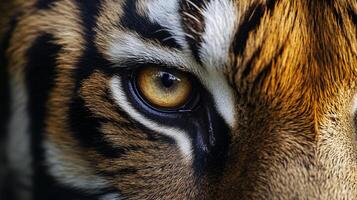 Captivating view of tiger's eye with intricate patterns photo