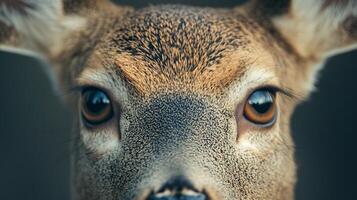 Close-up of a deer's eyes and fur with soft focus. photo
