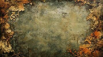 Abstract grunge frame with autumn leaf outlines photo