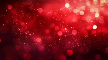 Vibrant red bokeh lights scattered throughout the image photo