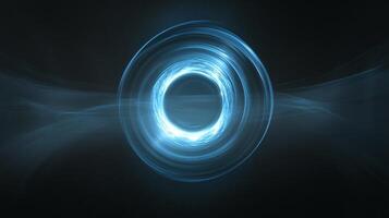 Mystical glowing energy ring swirling in translucent space photo